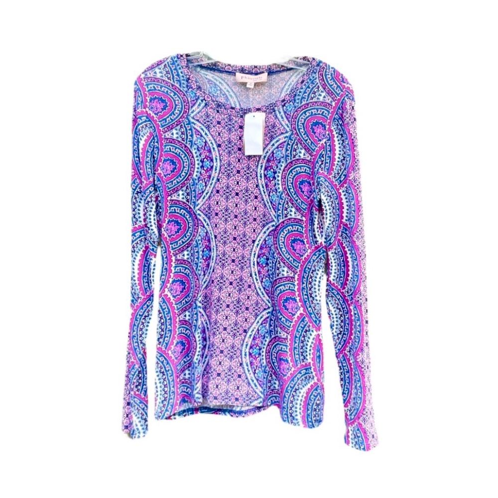 NWT Philosophy Long Sleeve Bohemian Paisley Top. Lightweight Brightly Colored. M